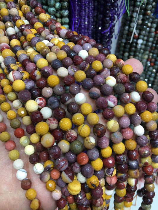 Mookaite 128 faceted round beads Gemstone beads Bracelet DIY beads 15''