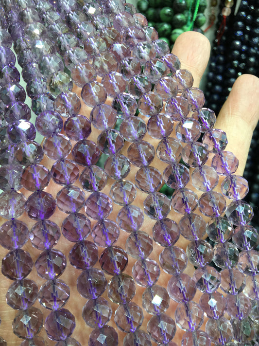 Amethyst 64 faceted round beads 8mm Gemstone beads Bracelet DIY beads 15''