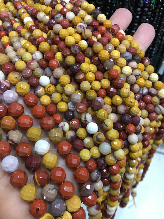 Mookaite faceted round beads Gemstone beads Bracelet DIY beads 15''