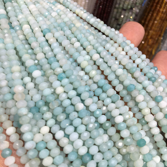 Amazonite 3*4mm faceted Rondelle Shape beads Gemstone beads Bracelet DIY beads 15''