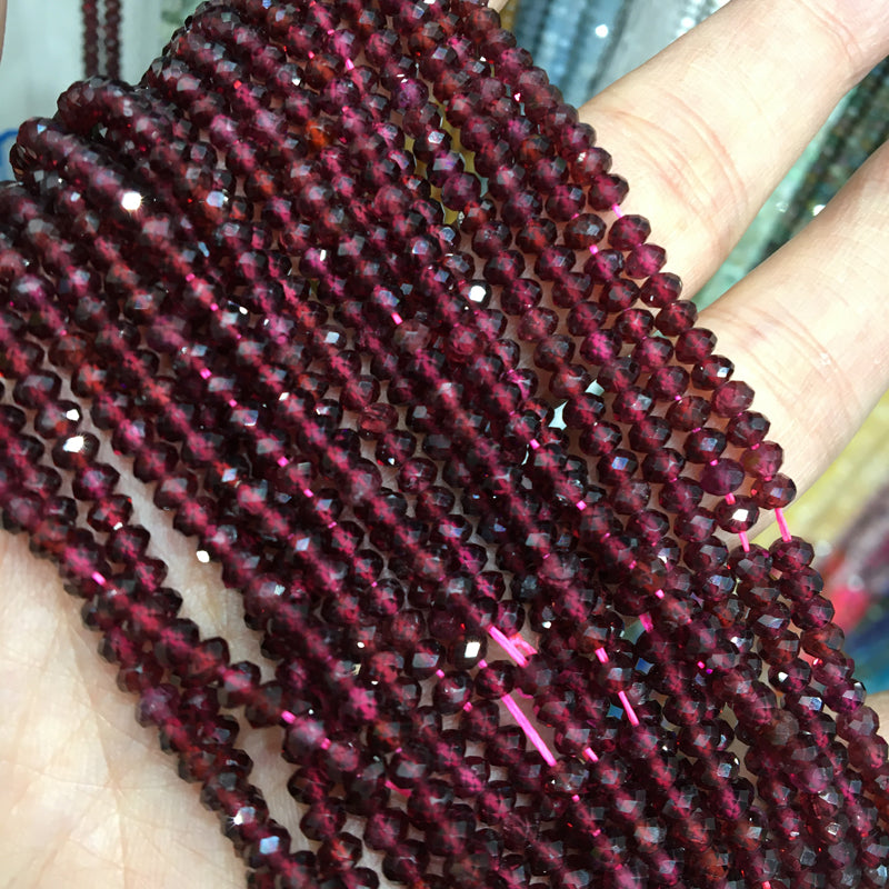 Garnet 3*4mm faceted Rondelle Shape beads Gemstone beads Bracelet DIY beads 15''