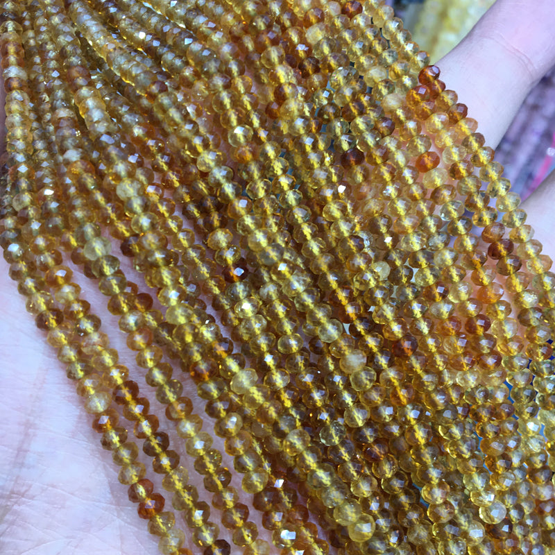 Citrine 3*4mm faceted Rondelle Shape beads Gemstone beads Bracelet DIY beads 15''