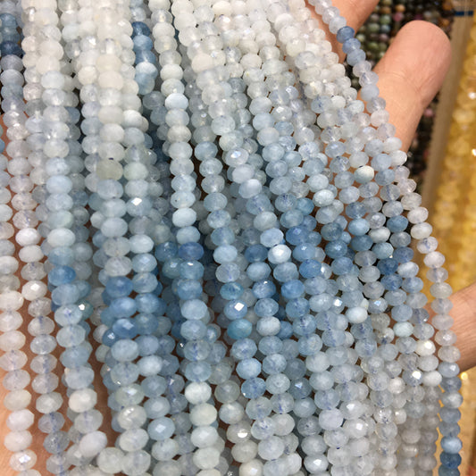 Aquamarine 3*4mm faceted Rondelle Shape beads Gemstone beads Bracelet DIY beads 15''