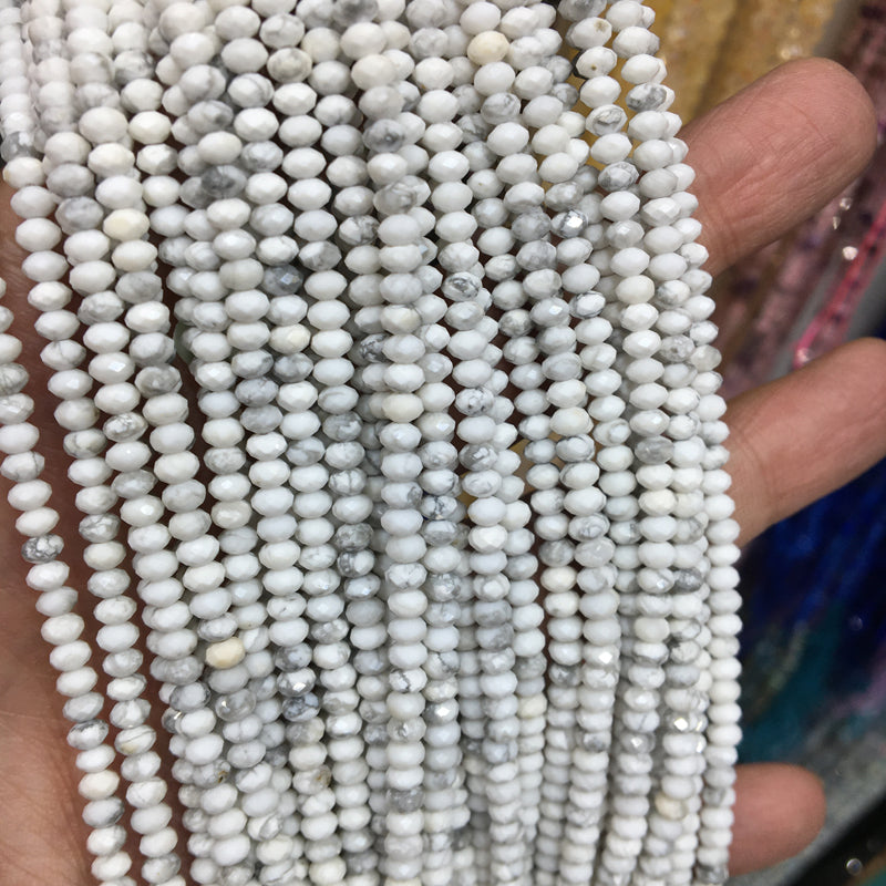 White howlite 3*4mm faceted Rondelle Shape beads Gemstone beads Bracelet DIY beads 15''