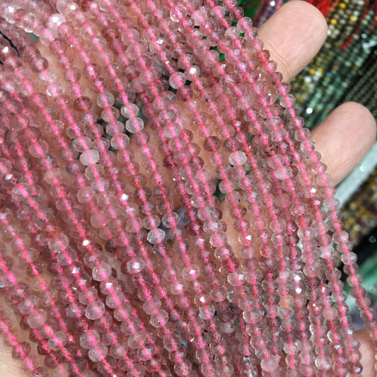 Strawberry Quartz 3*4mm faceted Rondelle Shape beads Gemstone beads Bracelet DIY beads 15''