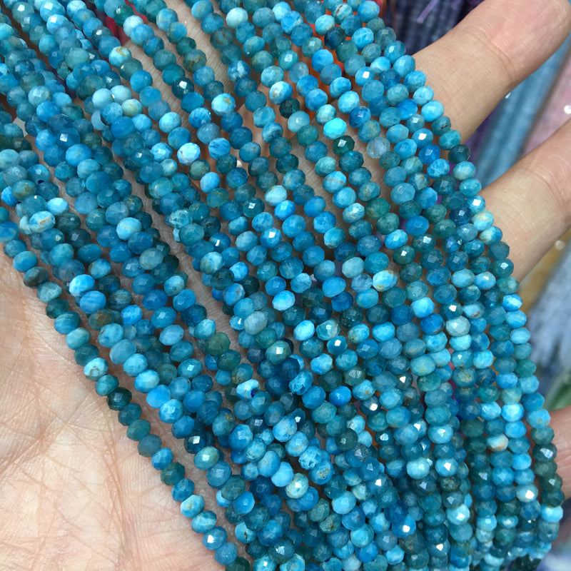 Apatite 3*4mm faceted Rondelle Shape beads DIY Gemstone beads 15''