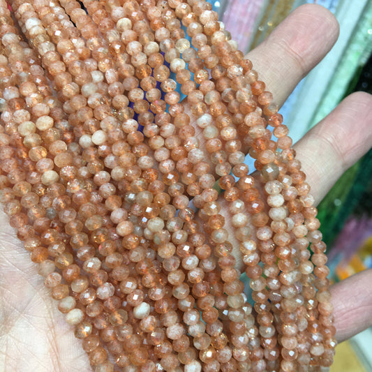 Golden SunStone 3*4mm faceted Rondelle Shape beads DIY Gemstone crystal beads 15''