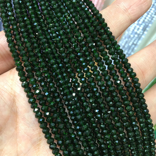 Green Sandstone 3*4mm faceted Rondelle Shape beads DIY Gemstone crystal beads 15''