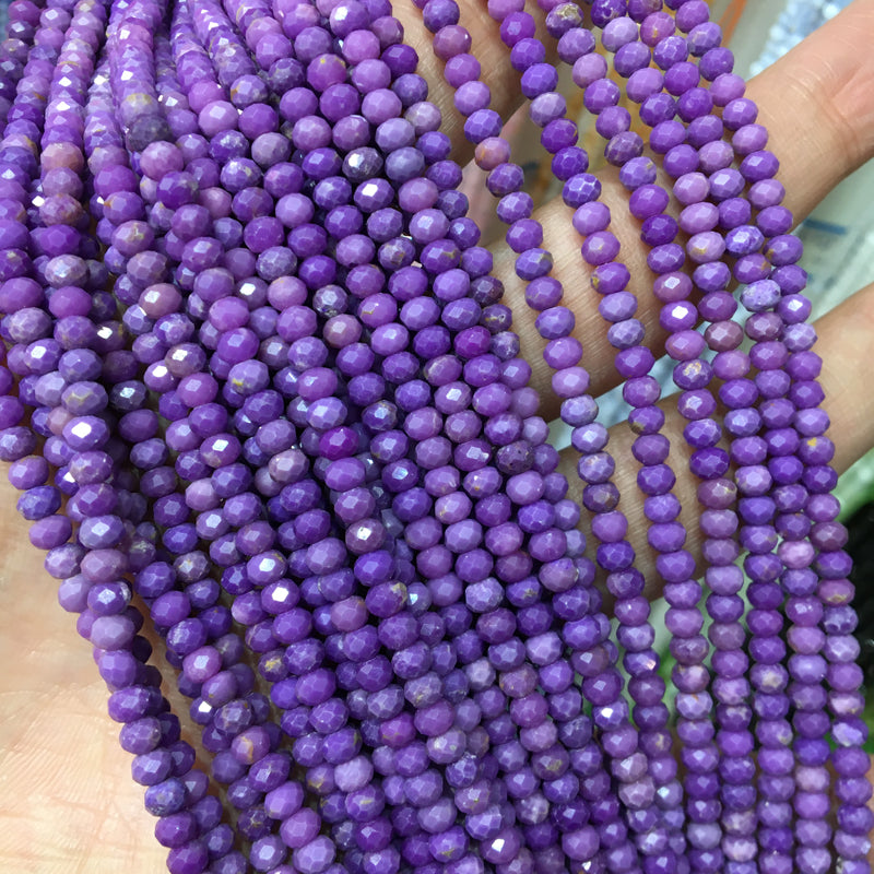 American purple mica 3*4mm faceted Rondelle Shape beads DIY Gemstone crystal beads 15''