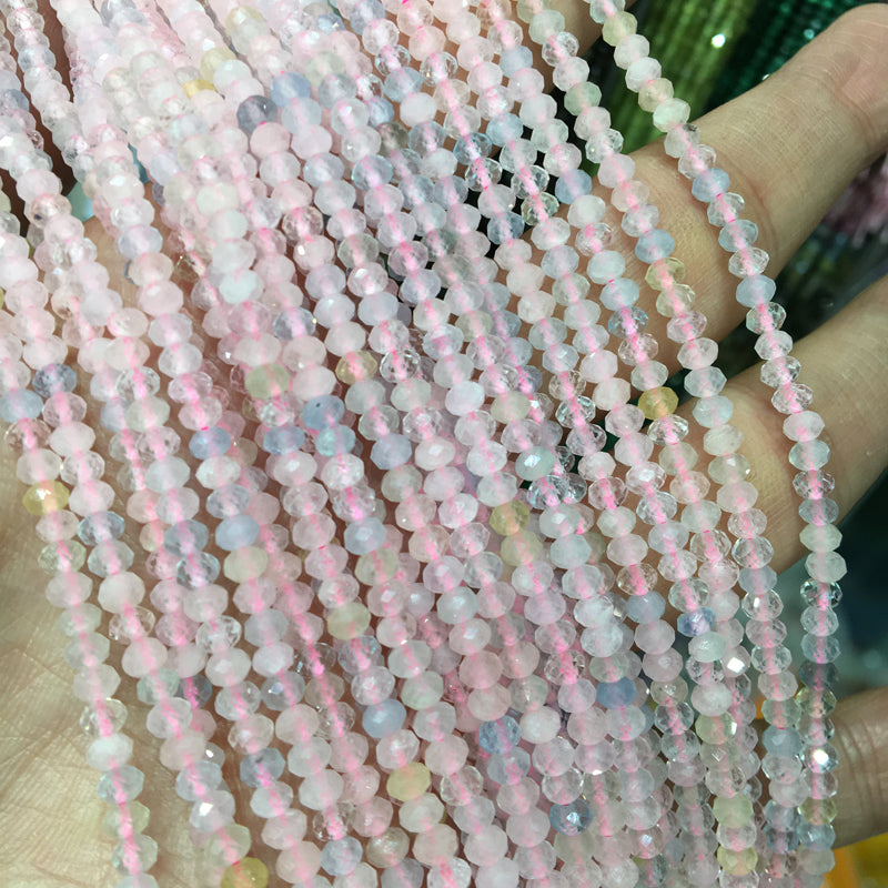 Morganite 3*4mm faceted Rondelle Shape beads DIY Gemstone crystal beads 15''