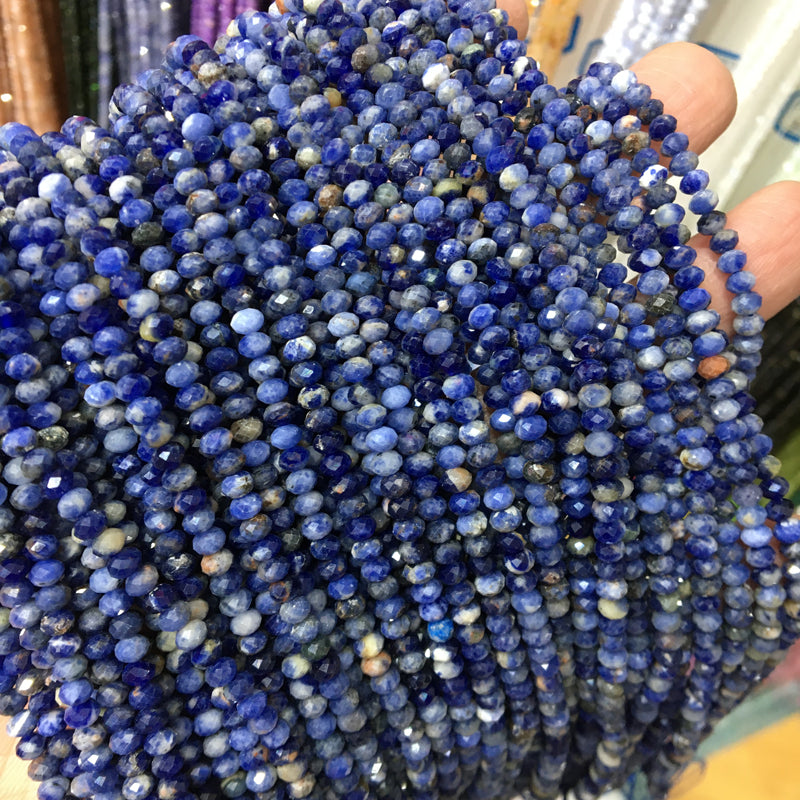 Sodalite 3*4mm faceted Rondelle Shape beads DIY Gemstone crystal beads 15''