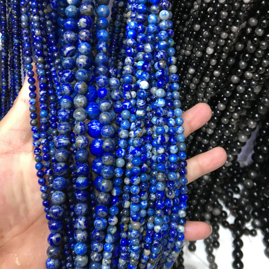 Lapis Lazuli Round beads Gemstone Beads crystal bracelet DIY beads 15''