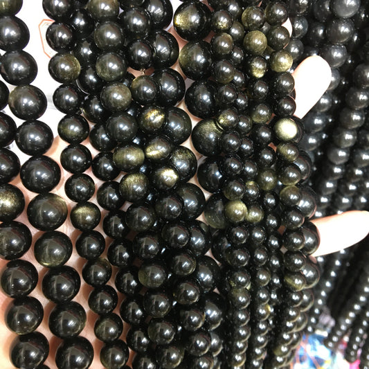 AAA Golden obsidian Round beads Gemstone Beads crystal bracelet DIY beads 15''