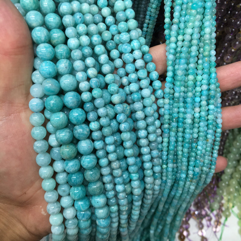 Amazonite Round beads Gemstone Beads crystal bracelet DIY beads 15''