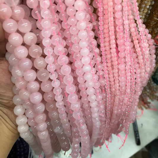 Rose Quartz Round beads Gemstone Beads crystal bracelet DIY beads 15''