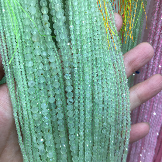 Small size Prehnite faceted round beads Gemstone beads Bracelet DIY beads 15''