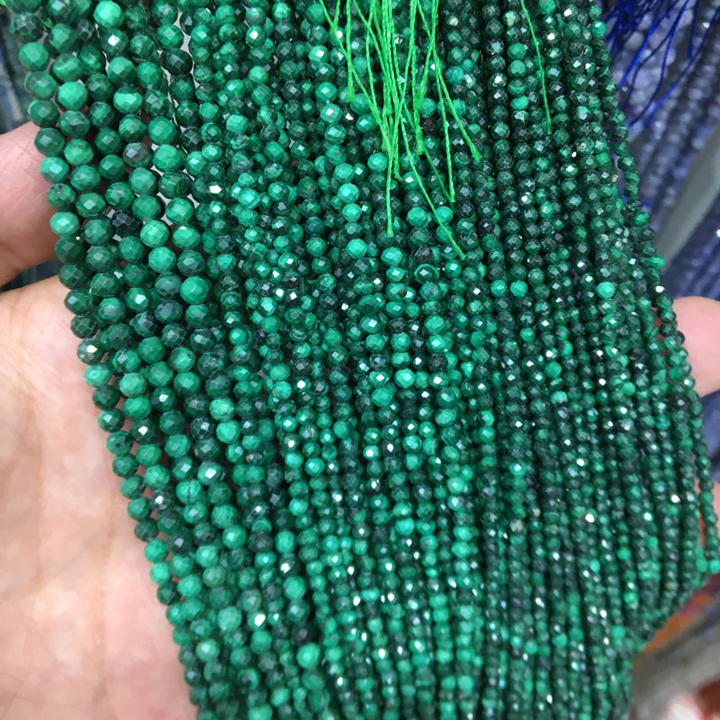 Small size malachite faceted round beads Gemstone beads Bracelet DIY beads 15''