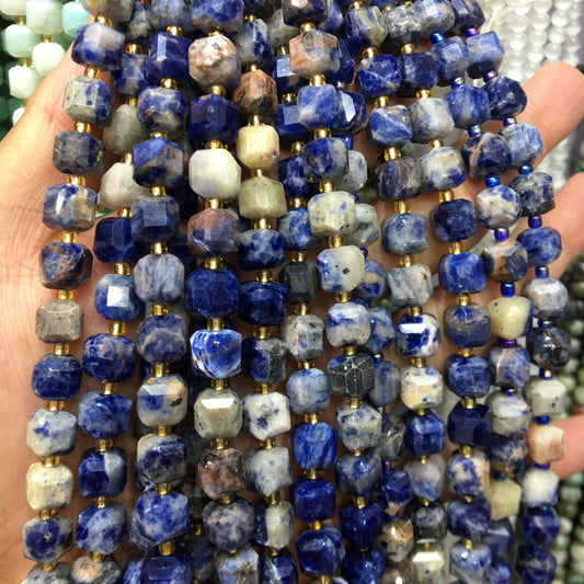 8mm Sodalite Cube Square faceted beads Gemstone beads Bracelet DIY beads 15''