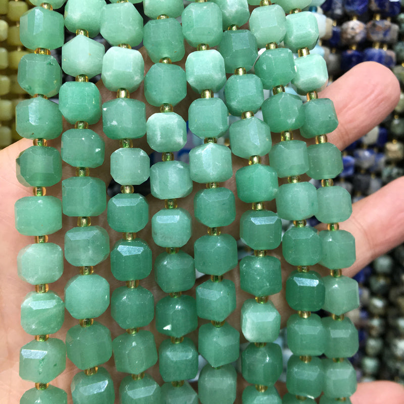 8mm green aventurine Cube Square faceted beads Gemstone beads Bracelet DIY beads 15''