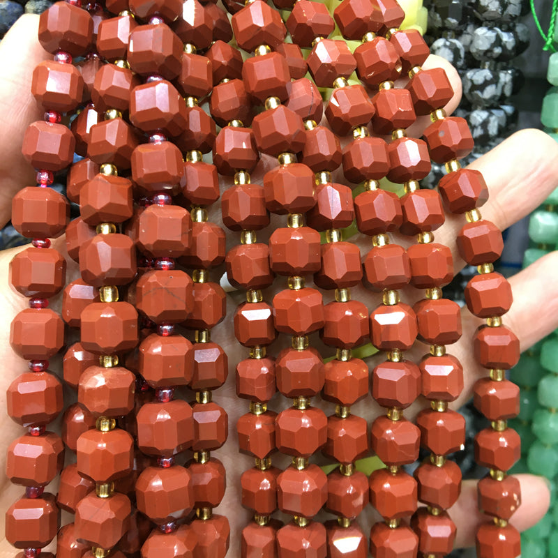 8mm Red Jasper Cube Square faceted beads Gemstone beads Bracelet DIY beads 15''