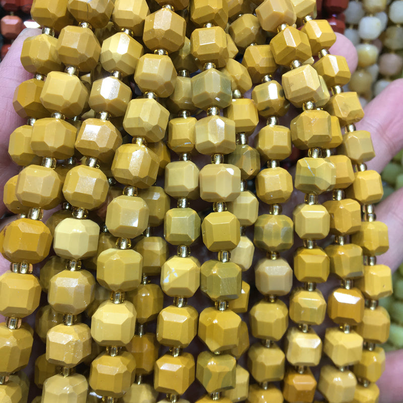 8mm Yellow Mookaite Cube Square faceted beads Gemstone beads Bracelet DIY beads 15''