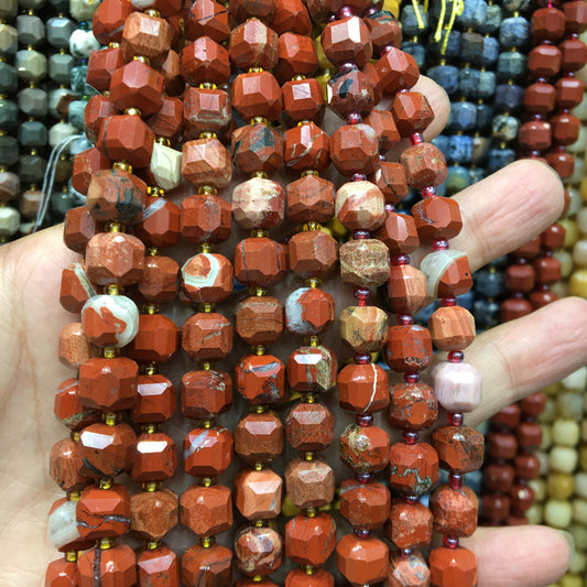 8mm Red Jasper Cube Square faceted beads Gemstone beads Bracelet DIY beads 15''