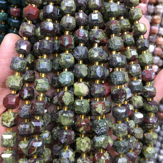 8mm Dragon Bloodstone Cube Square faceted beads Gemstone beads Bracelet DIY beads 15''