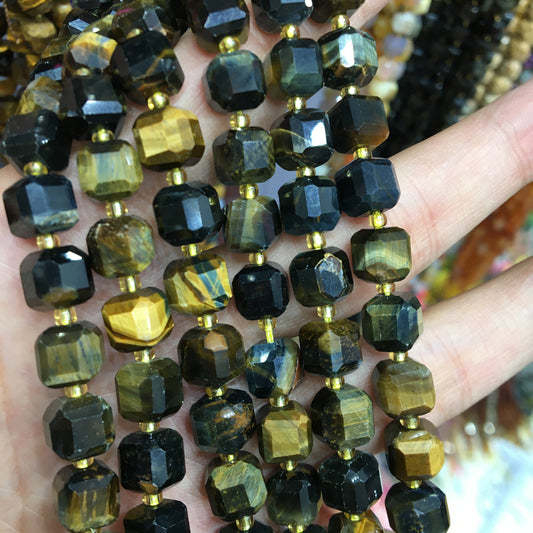 8mm Blue Tiger Eye Cube Square faceted beads Gemstone beads Bracelet DIY beads 15''