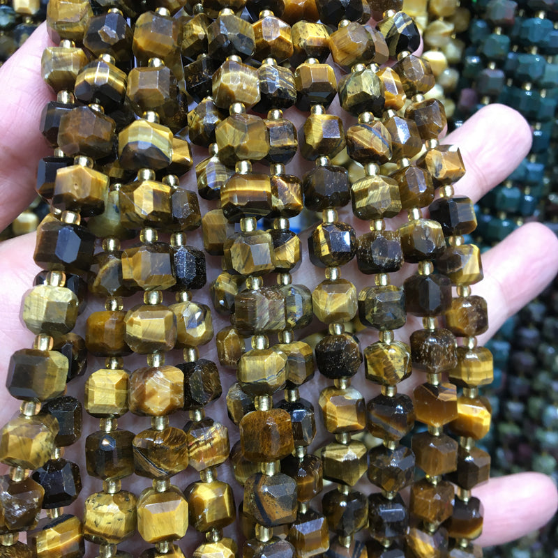 8mm Yellow Tiger Eye Cube Square faceted beads Gemstone beads Bracelet DIY beads 15''