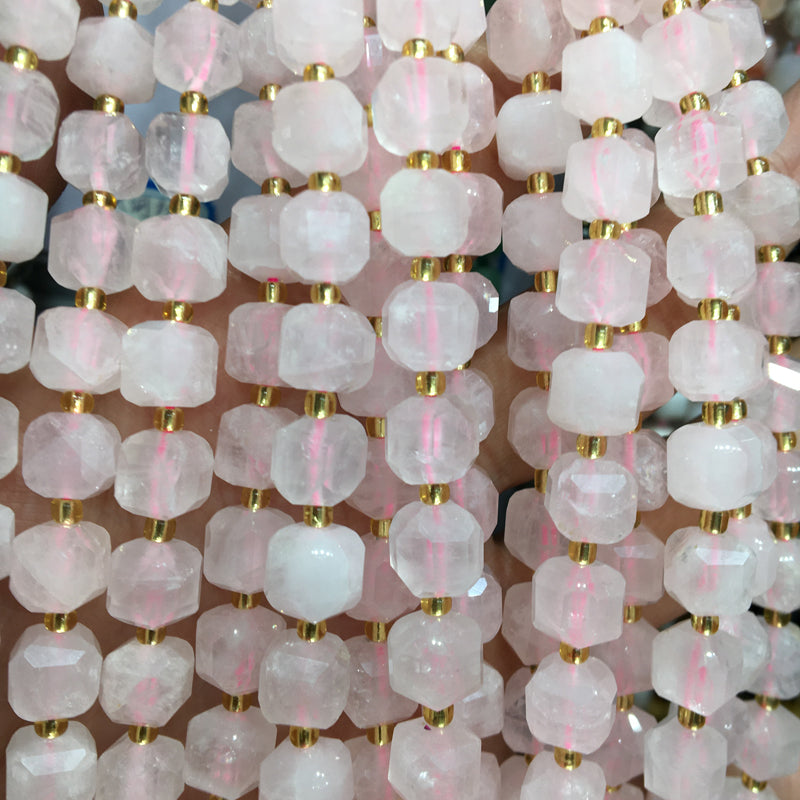 8mm Rose Quartz Cube Square faceted beads Gemstone beads Bracelet DIY beads 15''