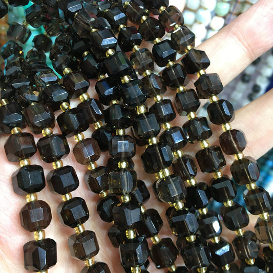 8mm Smoky Quartz Cube Square faceted beads Gemstone beads Bracelet DIY beads 15''