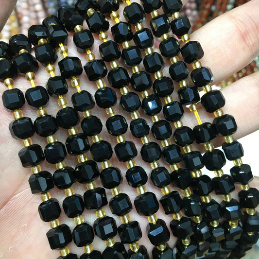 6mm Black agate Cube Square faceted beads Gemstone beads Bracelet DIY beads 15''