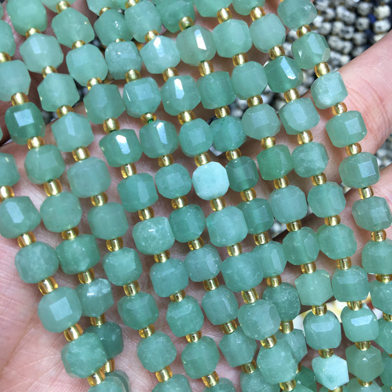 6mm green aventurine Cube Square faceted beads Gemstone beads Bracelet DIY beads 15''