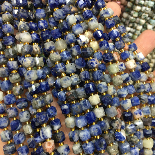 6mm sodalite Cube Square faceted beads Gemstone beads Bracelet DIY beads 15''