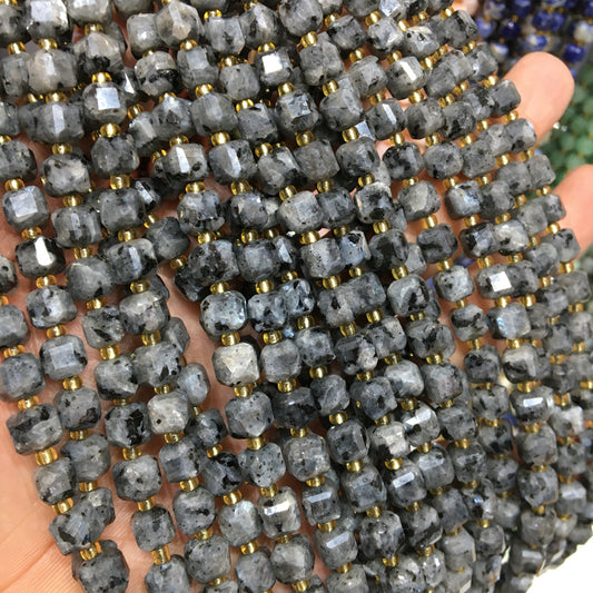 6mm larvikite Cube Square faceted beads Gemstone beads Bracelet DIY beads 15''