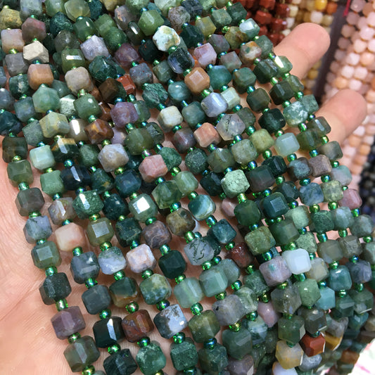 6mm Indian agate Cube Square faceted beads Gemstone beads Bracelet DIY beads 15''