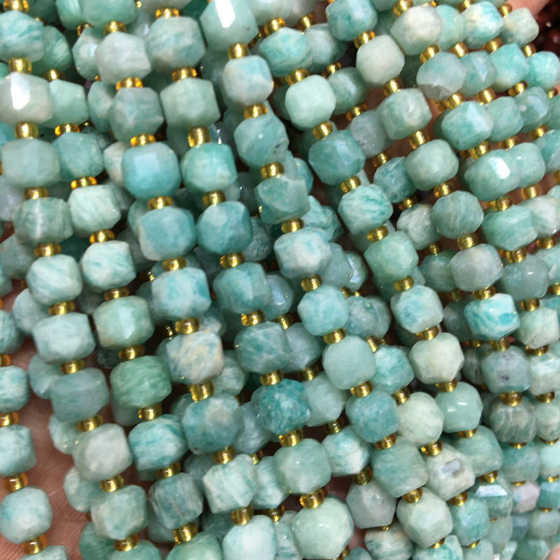 6mm Amazonite Cube Square faceted beads Gemstone beads Bracelet DIY beads 15''