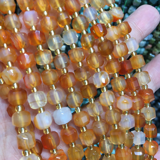 6mm carnelian Cube Square faceted beads Gemstone beads Bracelet DIY beads 15''