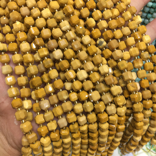 6mm Yellow Mookaite Cube Square faceted beads Gemstone beads Bracelet DIY beads 15''