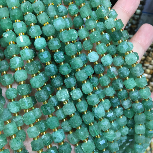 6mm Green Strawberry Quartz Cube Square faceted beads Gemstone beads Bracelet DIY beads 15''