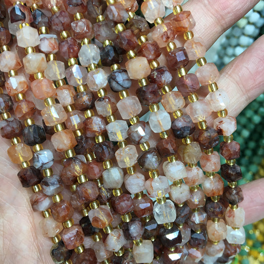 6mm Fire Quartz Cube Square faceted beads Gemstone beads Bracelet DIY beads 15''