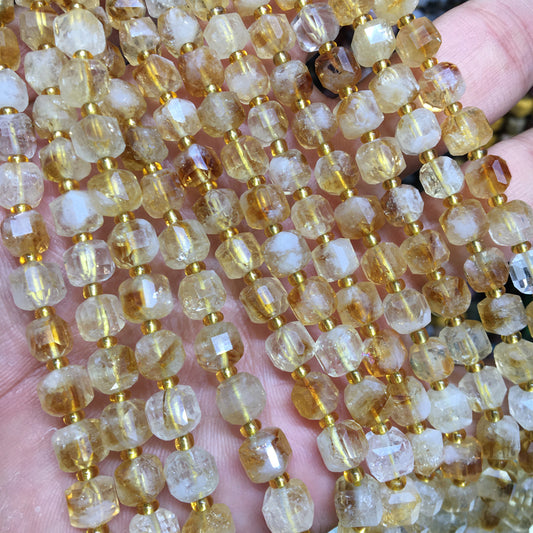 6mm Citrine Cube Square faceted beads Gemstone beads Bracelet DIY beads 15''