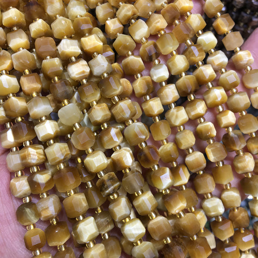 6mm Golden tiger eye Cube Square faceted beads Gemstone beads Bracelet DIY beads 15''