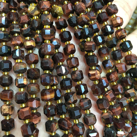 6mm Red tiger eye Cube Square faceted beads Gemstone beads Bracelet DIY beads 15''