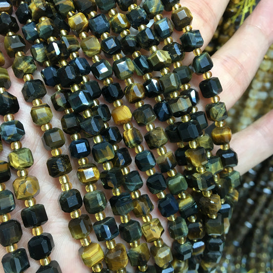 6mm Blue tiger eye Cube Square faceted beads Gemstone beads Bracelet DIY beads 15''