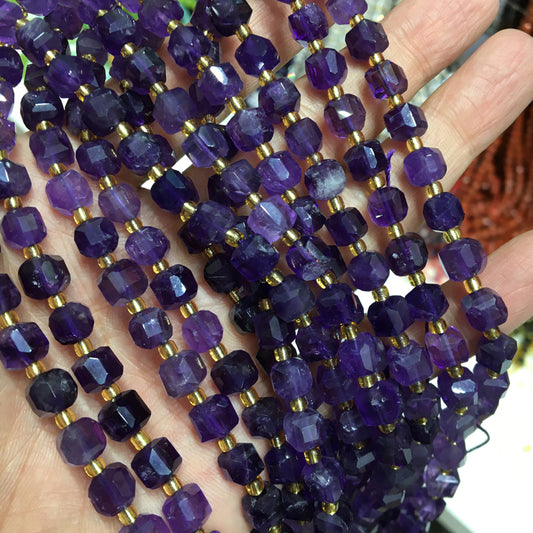 6mm Amethyst Cube Square faceted beads Gemstone beads Bracelet DIY beads 15''