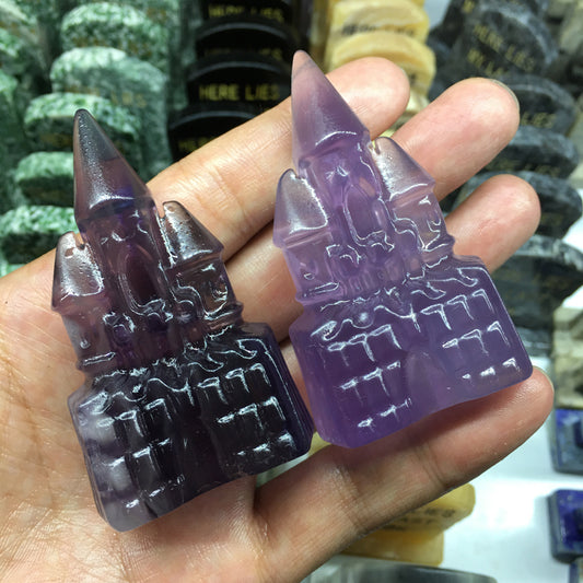 About 7CM Fluorite castle Carving crystal carved