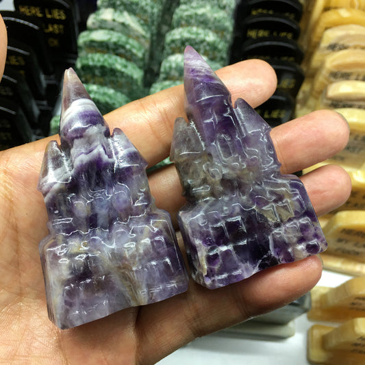 About 7CM Dream Amethyst castle Carving crystal carved