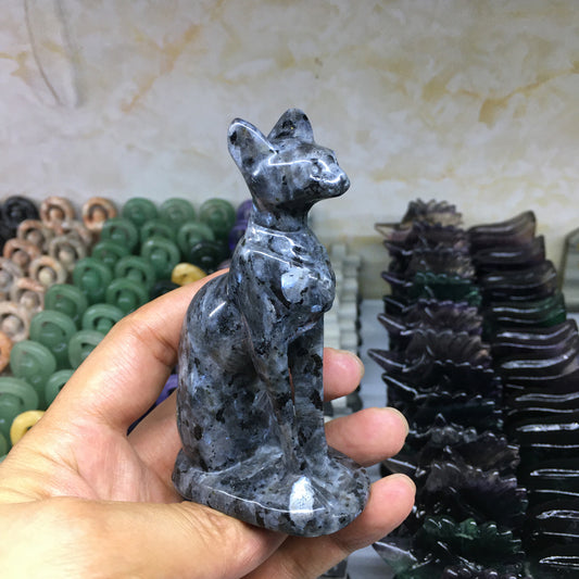 About 10CM Larvikite egyptian MAU  Carving crystal carved