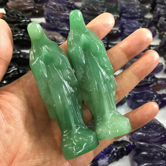 About 9CM green aventurine Maria Carving crystal carved